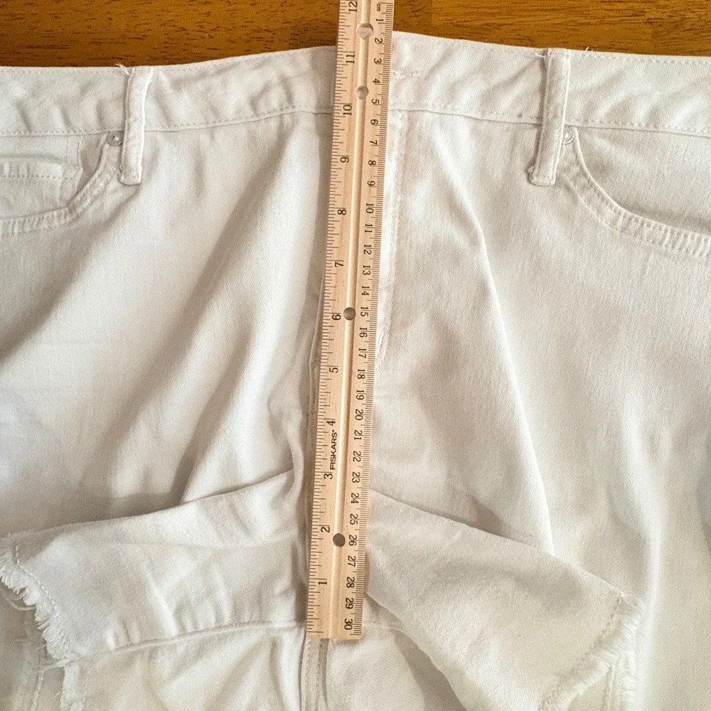 Seven7 Womens 16 Denim Shorts White Raw Hem Frayed Stretch Cutoff Mid Rise